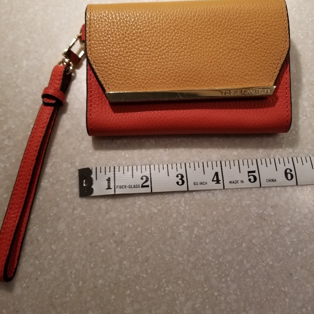 Vince Camuto wristlet, orange mustard with gold hardware